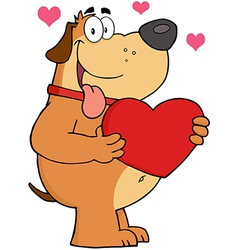 Fat Dog Holding Up A Red Heart