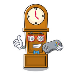 Gamer Grandfather Clock Mascot Cartoon