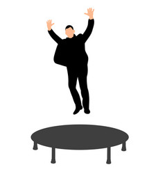 Isolated Silhouette Man In Suit Jumping