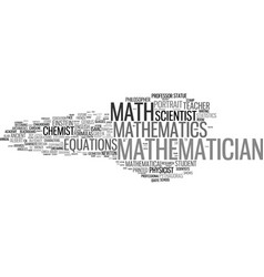 Mathematician word cloud concept Royalty Free Vector Image