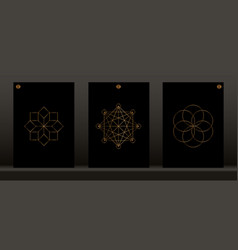 Sacred Geometry Set Graphic Element Black Cards