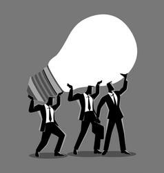 Businessmen Lifting Up A Light Bulb Together