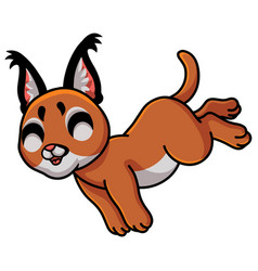 Cute Caracal Cat Cartoon Jumping