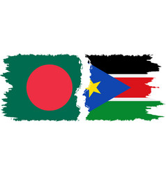 South Sudan And Bangladesh Grunge Flags Connection