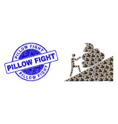 Distress Pillow Fight Badge And Man Moving Shit Up