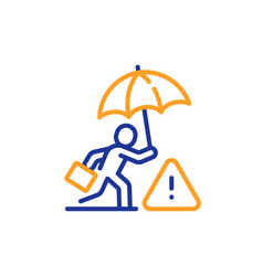 Risk Management Line Icon Insurance Umbrella Sign