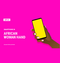 African Woman Hand Shows Smartphone Blank Screen