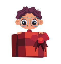 Boxing Day Boy And Red Gift Box