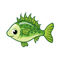 Cute Ruff Fish On A White Background In Cartoon