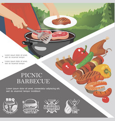 Flat Design Picnic BBQ elements Royalty Free Vector Image