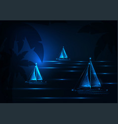 Futuristic Yachting Regatta Concept With Glowing