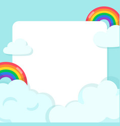 Rainbow And Blue Sky Border Frame Template