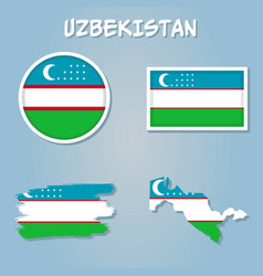 Uzbekistan Flag Inside Map Borders