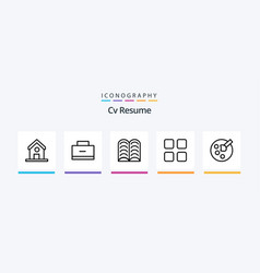 Cv Resume Line 5 Icon Pack Including Education