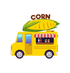 Food Truck Or Van With Huge Corn On Roof Flat