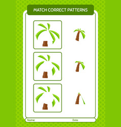 Match Pattern Game With Coconut Tree Worksheet