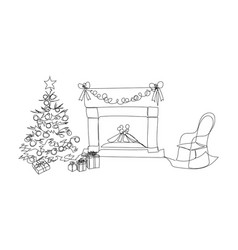 Fireplace Christmas Tree Gifts And Rocking Chair