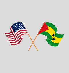 Crossed Flags Of The Usa And Sao Tome