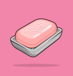 Pink Toilet Soap Bar In A Gray Plastic Soap Dish