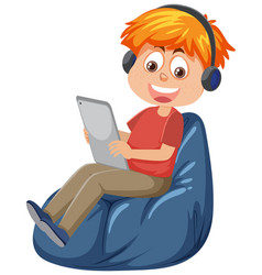 A Boy Using Tablet For Learning Online