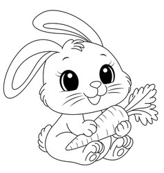 Cute Bunny And Carrot Coloring Page