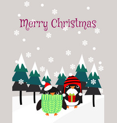 Cute Penguin In Christmas Greeting Card