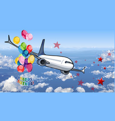 Happy Birthday Card Airplane Flying In Sky