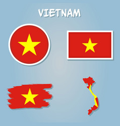 Map Of Vietnam With Flag Isolated On Blue