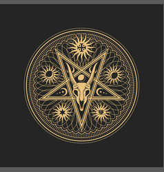 Occult Esoteric Pentagram Sign With Goat Skull