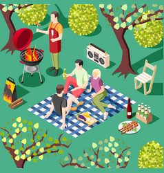 Outdoor Bbq Isometric Background