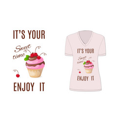 Sweet Time With Cupcake And Cherry Mockup