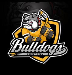 Bulldog Mascot Ice Hockey Logo Design