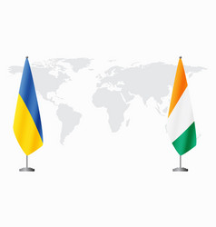 Ukraine And Ivory Coast Flags For Official Meeting