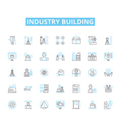 Industry Building Linear Icons Set Construction