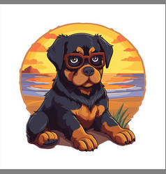 Rottweiler Dog Cute Funny Cartoon Kawaii