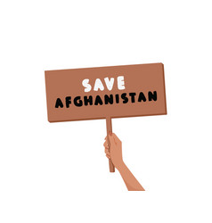 Save Afghanistan Banner In Woman Hands War