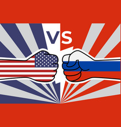 Cold War Usa And Russia Us Flag Fist Vs