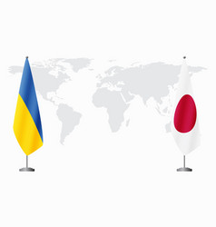 Ukraine And Japan Flags For Official Meeting