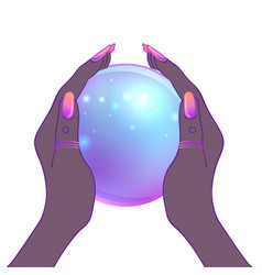 Female Hands Holding Magic Crystal Ball Isolated