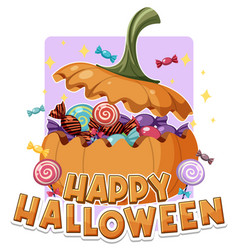 Happy Halloween With Candy In Pumpkin Bucket