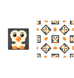 Squares Penguin Seamless Pattern