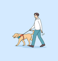 Trained Guide Dog Help Blind Man