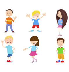 Kid or teen cartoon boys characters group Vector Image