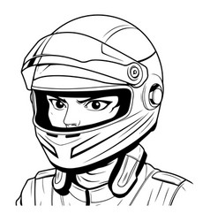 Motorcycle Racer In Helmet Black And White