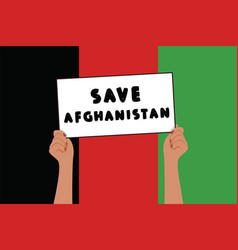 Save Afghanistan Banner In Woman Hands War