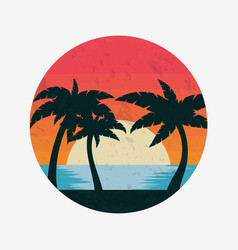 Summer Sunset Logo In Retro Style