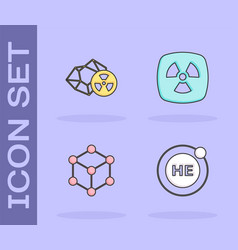 Set Helium Radioactive Molecule And Icon