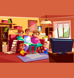 Family Watching Tv Cartoon