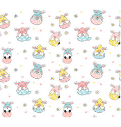 Cute Easter Bunny Gnome Pastel In Egg Pattern