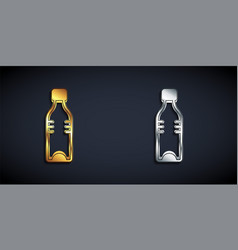 Gold And Silver Bottle Of Water Icon Isolated